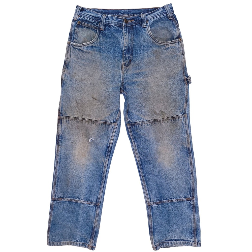 Most Wanted Mens Double Knee Carpenter Jeans 30x28 Distressed Blue Work Pants